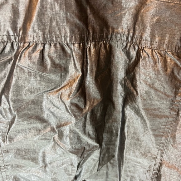 CHICOS WAXXED LINEN COPPER JACKET BLAZER SHORT SLEEVE TOO CUTE EUC SIZE 1 M - Picture 12 of 16